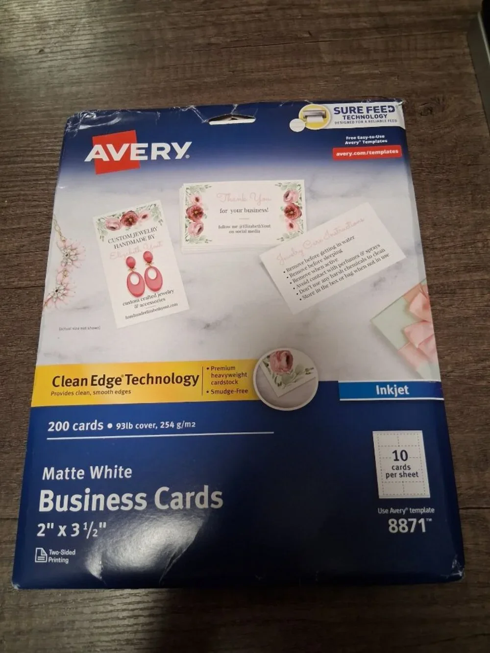 Avery Business Cards Matte White 8871